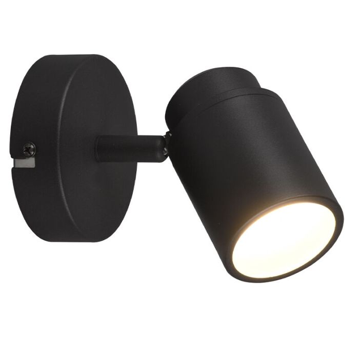 Black bathroom ceiling spotlight modern, Nelis, IP44