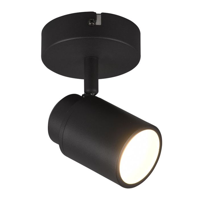 Black bathroom ceiling spotlight modern, Nelis, IP44