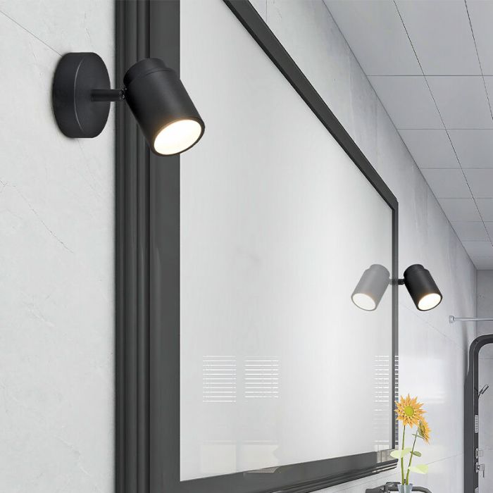 Black bathroom ceiling spotlight modern, Nelis, IP44
