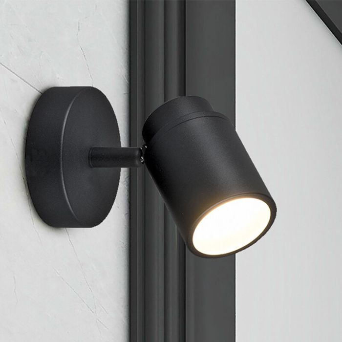 Black bathroom ceiling spotlight modern, Nelis, IP44