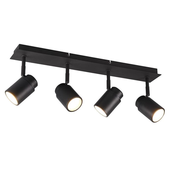 Black bathroom ceiling spotlight modern, Nelis, IP44