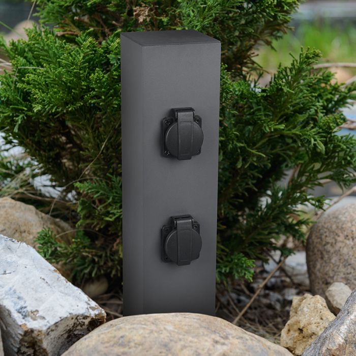 Modern Outdoor electricity pole Jafari, Metal, Anthracite, IP44