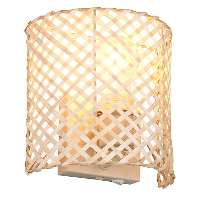 Bamboo wall light brown, Joyameris, with switch