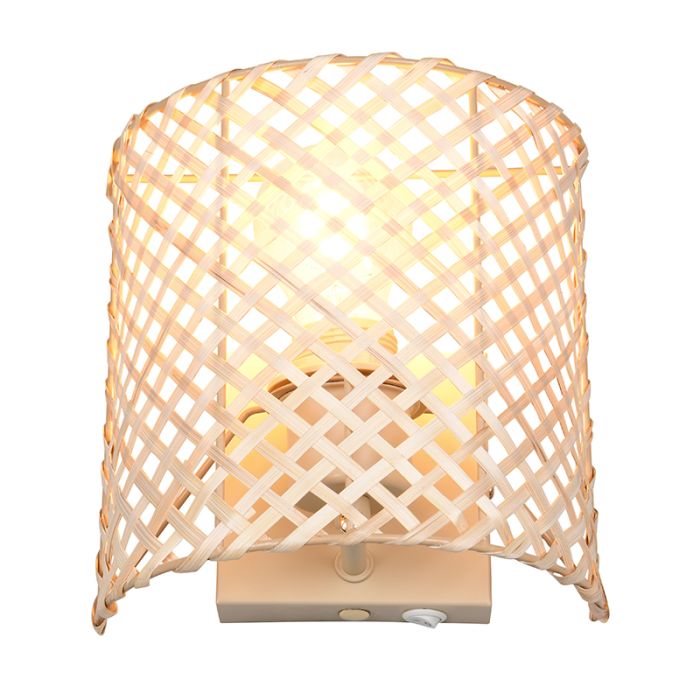 Bamboo wall light brown, Joyameris, with switch