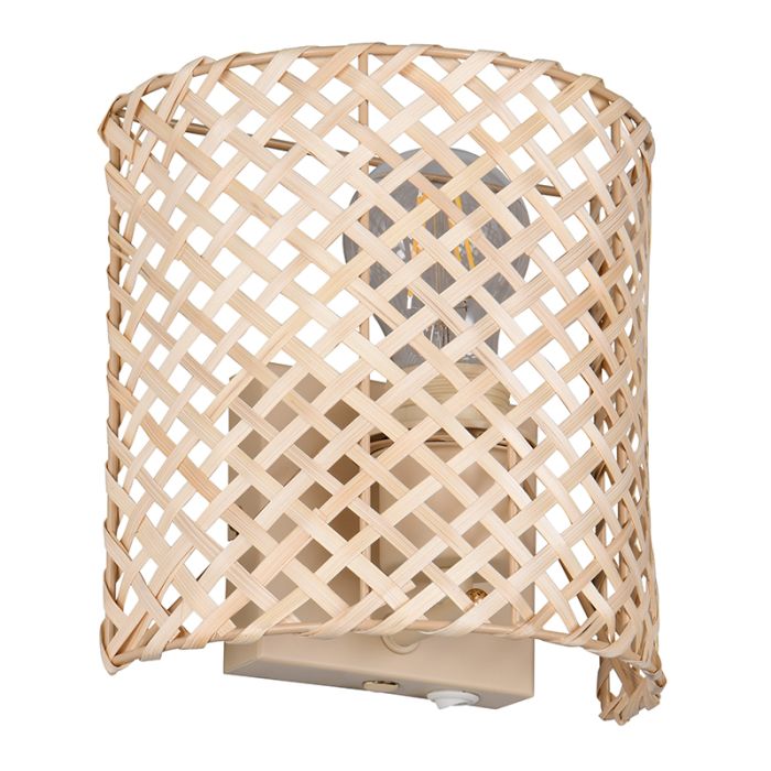 Bamboo wall light brown, Joyameris, with switch