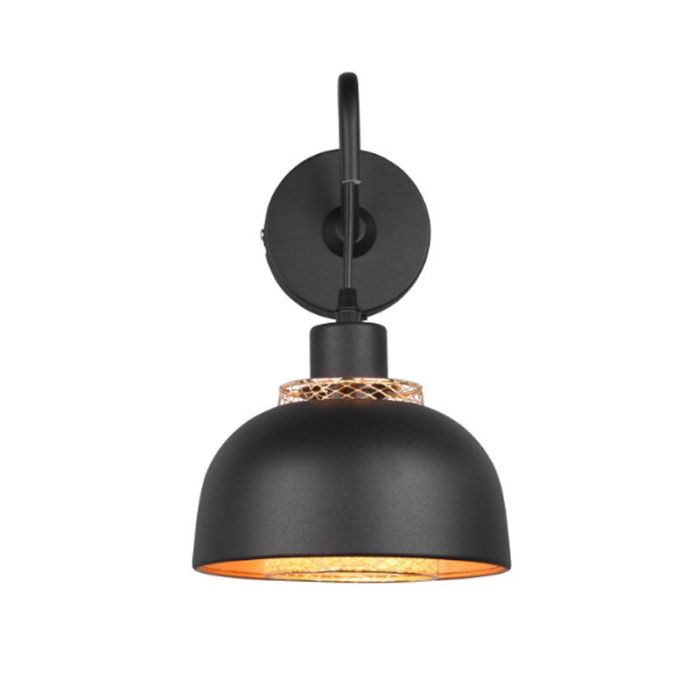 Black wall light industrial, Sylvano, with switch