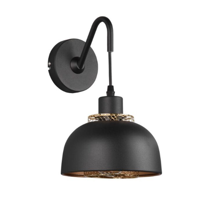Black wall light industrial, Sylvano, with switch