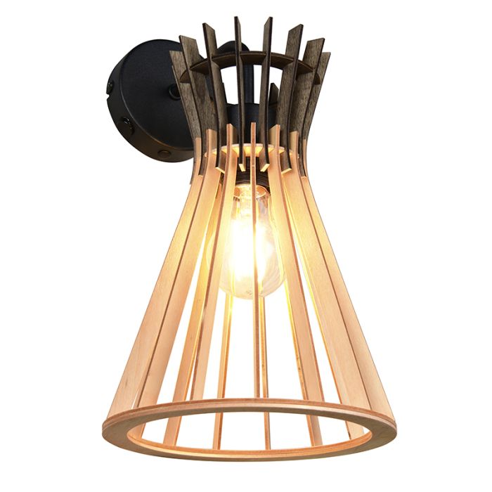 Rustic wall light wood, Peer, with switch