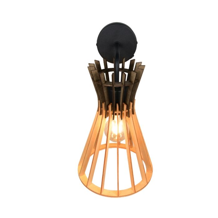 Rustic wall light wood, Peer, with switch