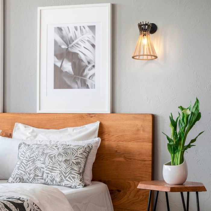 Rustic wall light wood, Peer, with switch