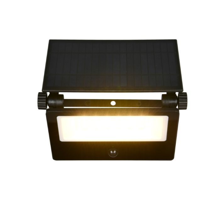 Black solar outdoor wall light modern, Mihriban, 18W, white switch LED, IP54