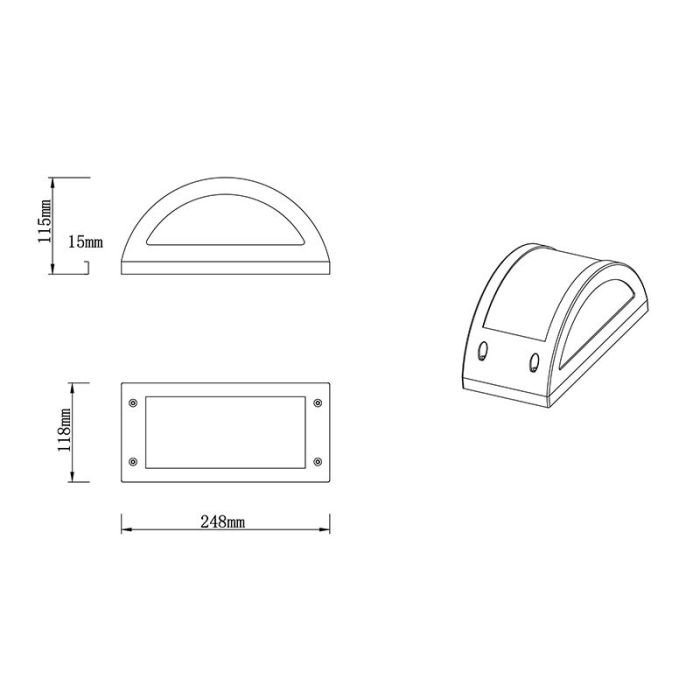 Anthracite outdoor light modern, Ivo, 12W, 3000K LED, IP54