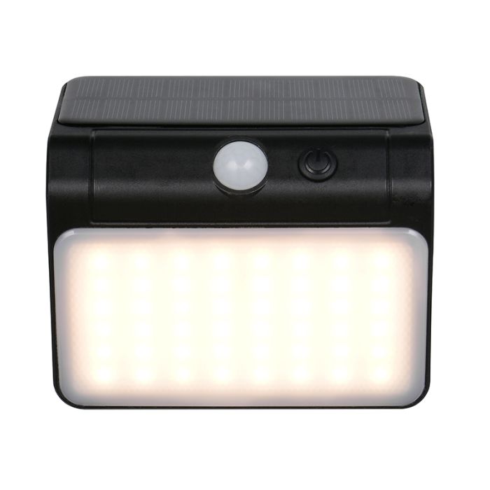Black solar outdoor wall light plastic, Mijs, 2,5W, 4000K LED, IP44