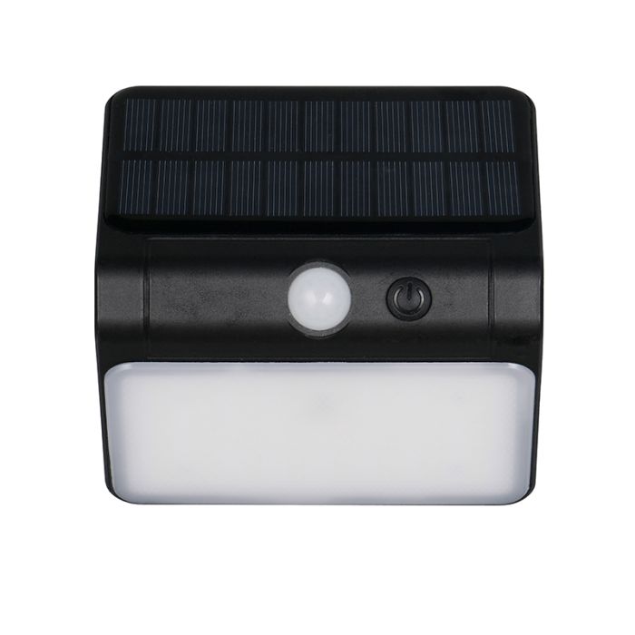 Black solar outdoor wall light plastic, Mijs, 2,5W, 4000K LED, IP44