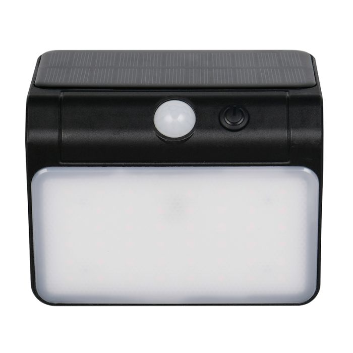 Black solar outdoor wall light plastic, Mijs, 2,5W, 4000K LED, IP44