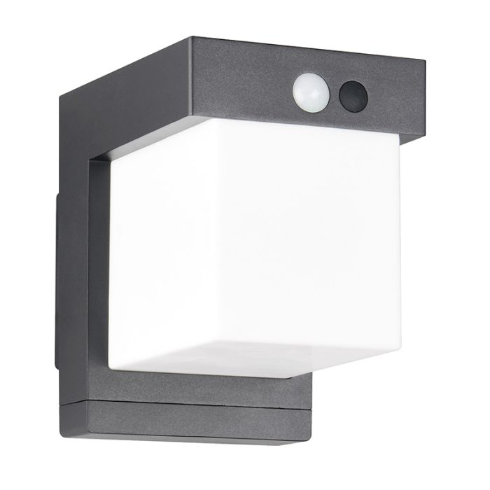 Black solar outdoor wall light modern, Kadija, 5,5W, 4000K LED, IP44