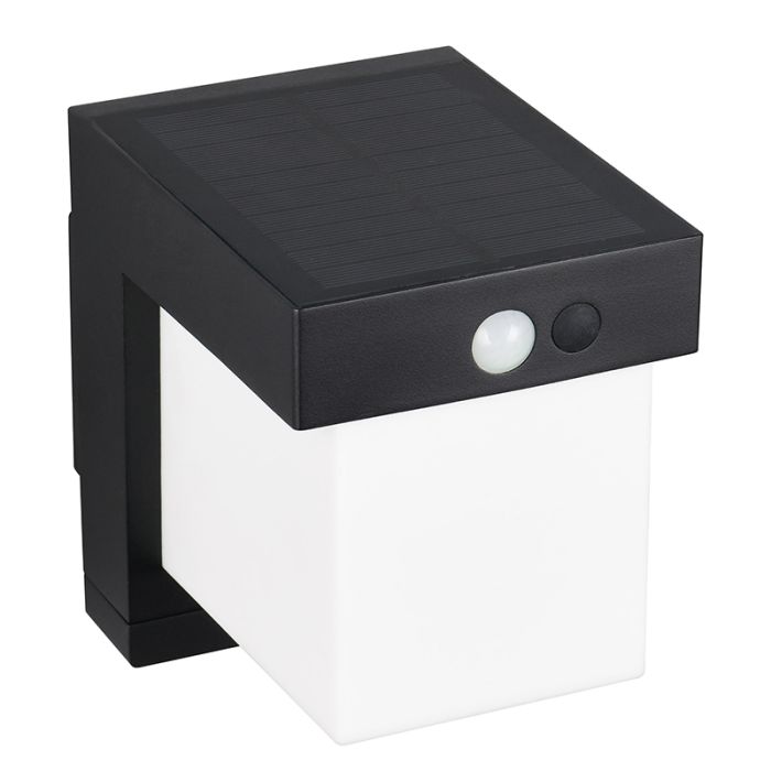 Black solar outdoor wall light modern, Kadija, 5,5W, 4000K LED, IP44
