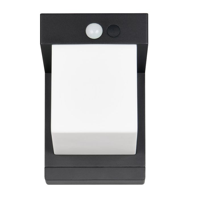 Black solar outdoor wall light modern, Kadija, 5,5W, 4000K LED, IP44