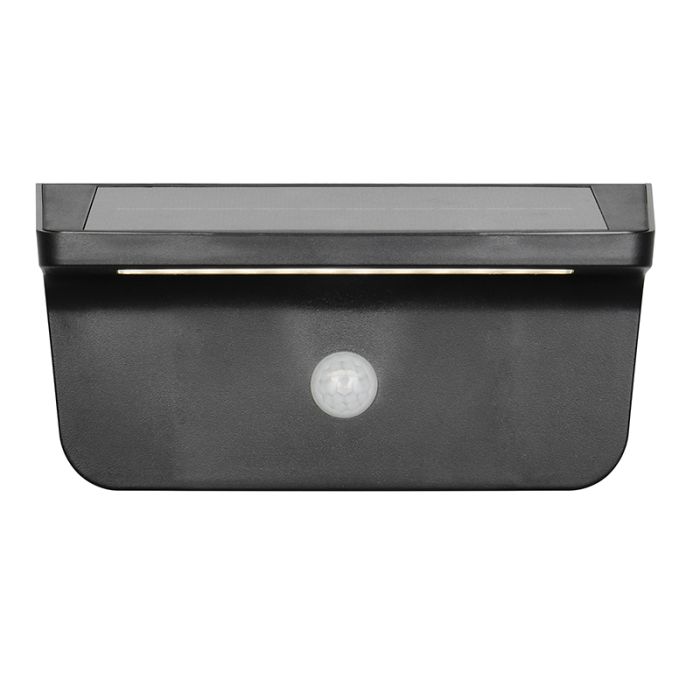 Black solar outdoor wall light modern, Mukaddes, 8W, 4000K LED, IP44