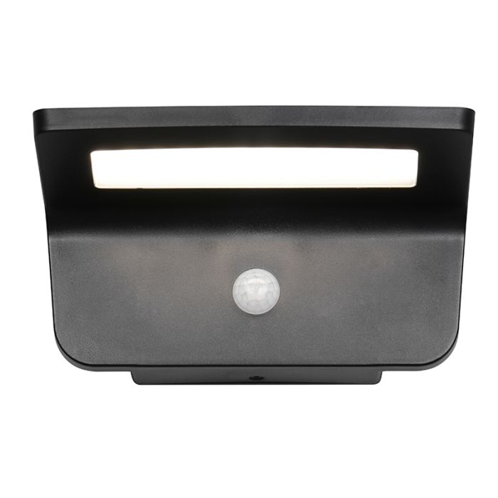 Black solar outdoor wall light modern, Mukaddes, 8W, 4000K LED, IP44