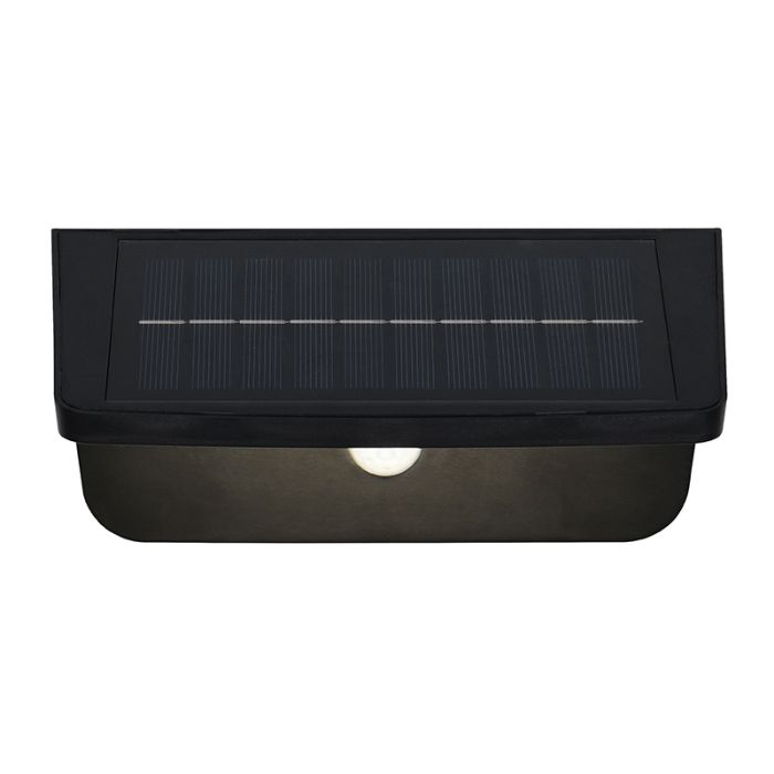 Black solar outdoor wall light modern, Mukaddes, 8W, 4000K LED, IP44