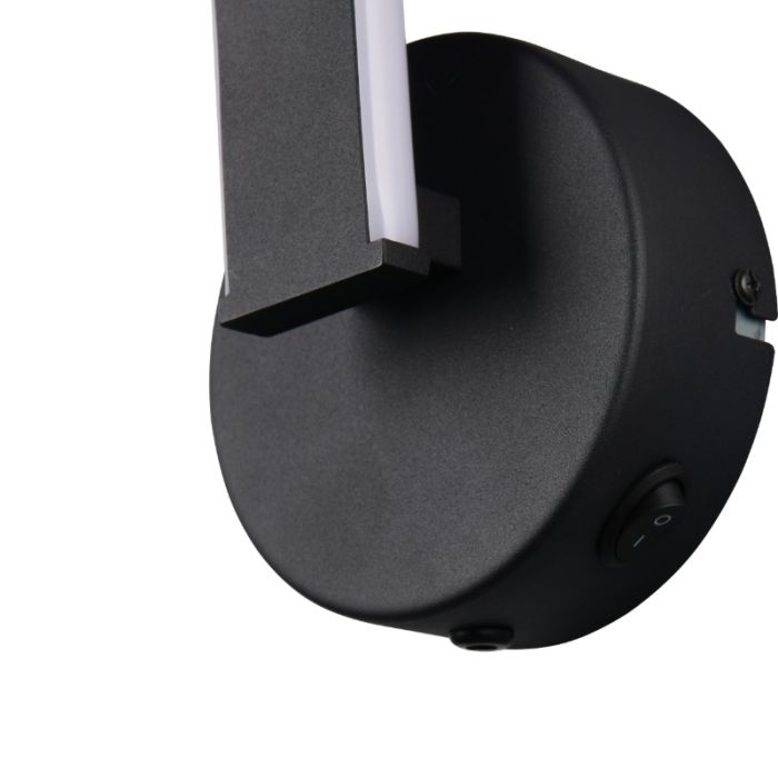 Black wall light design, Quirinus, 11W, 4000K LED, with switch