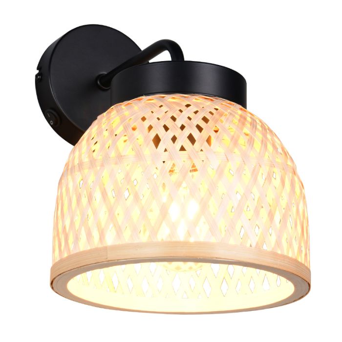 Rattan wall light brown, Laut, with switch