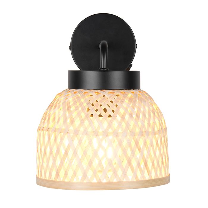 Rattan wall light brown, Laut, with switch