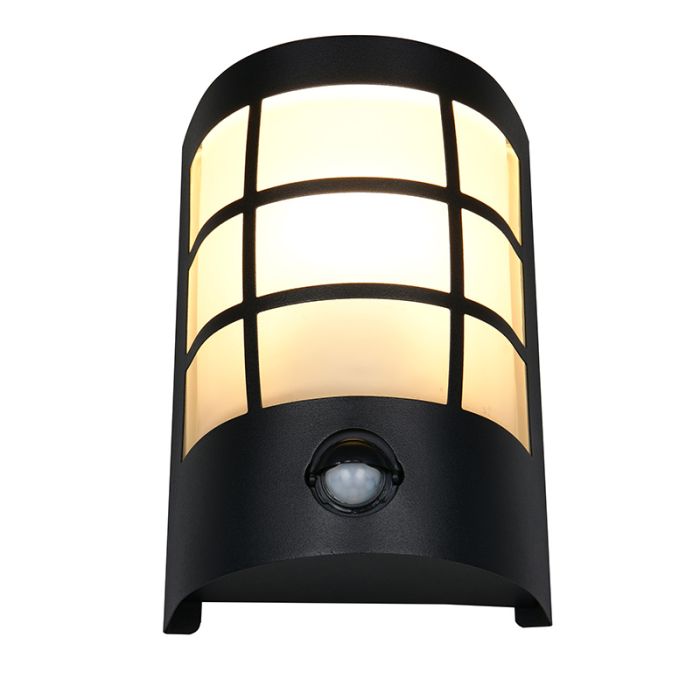 Black outdoor wall light with motion sensor modern, Ratna