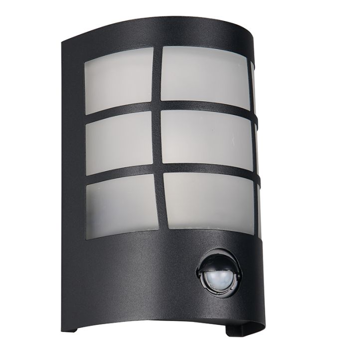 Black outdoor wall light with motion sensor modern, Ratna