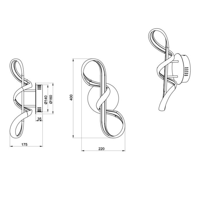 White wall light design, Renso, 18W, 4000K LED, 3-step dimmable