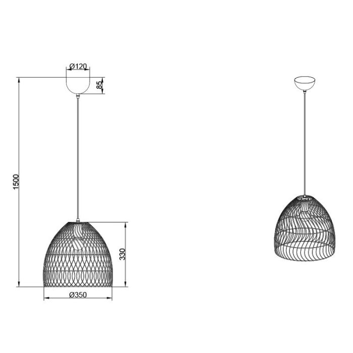 Rattan pendant light brown, Symon
