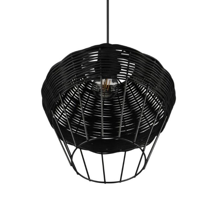 Rattan pendant light black, Mirne