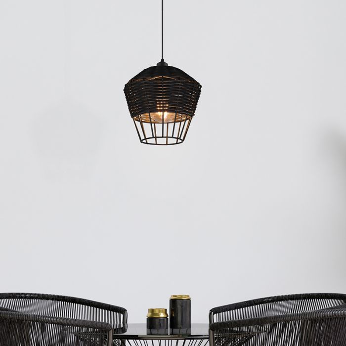 Rattan pendant light black, Mirne