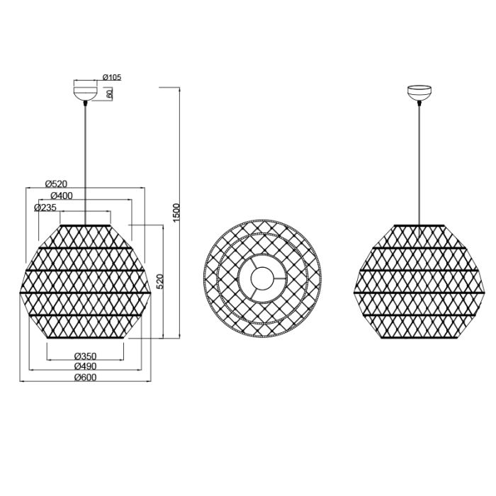 Brown pendant light rustic, Liduina