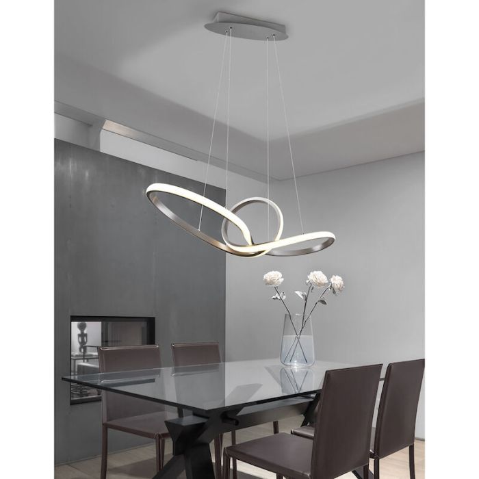 Nickel pendant light modern, Jonny, 28W, 3000K LED
