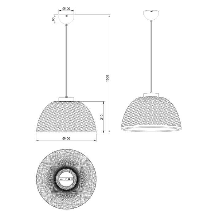 Rattan pendant light brown, Laut