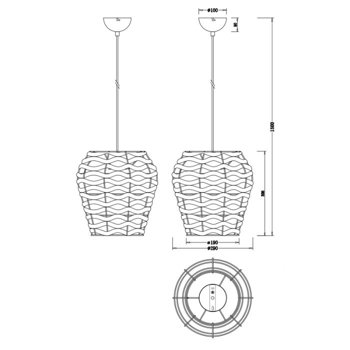 Rattan pendant light brown, Lycke