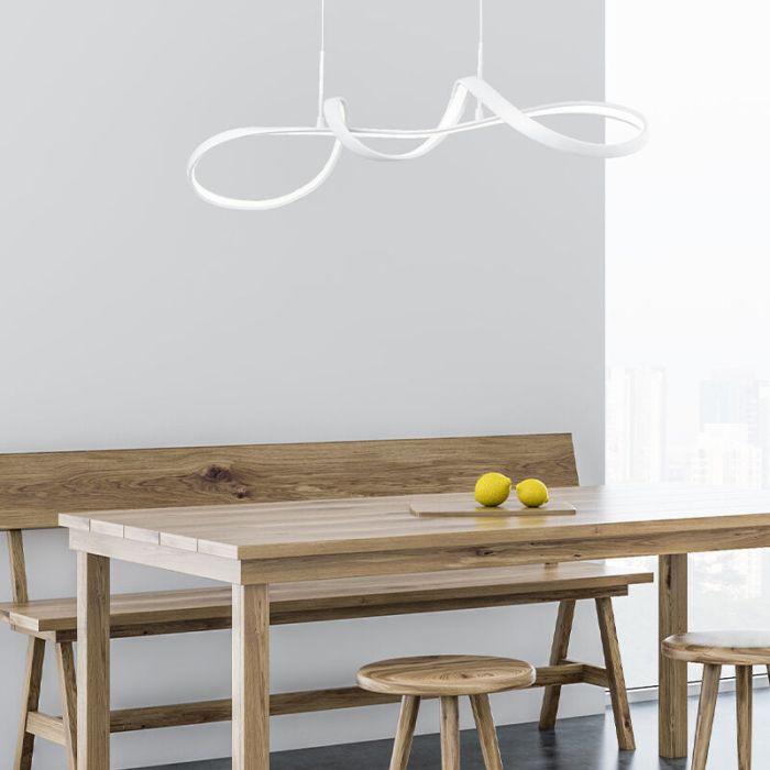 White pendant light design, Renso, 37W, 4000K LED, 3-step dimmable