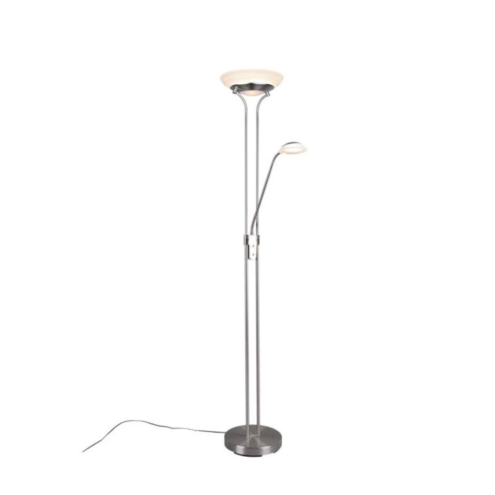 Nickel reading floor lamp modern, Fredrika, 27W, 3000K LED, with touch dimmer