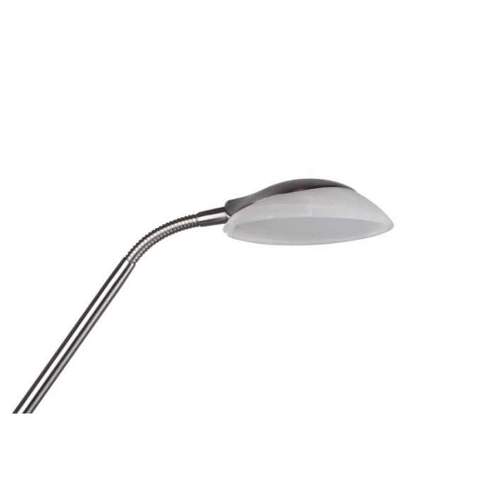 Nickel reading floor lamp modern, Fredrika, 27W, 3000K LED, with touch dimmer