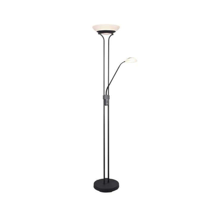 Black reading floor lamp modern, Fredrika, 27W, 3000K LED, with touch dimmer