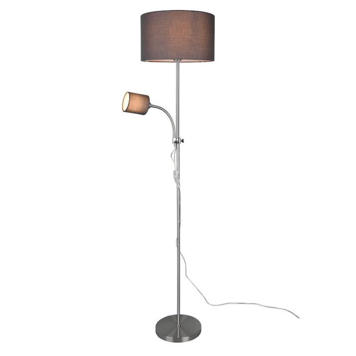 Nickel reading floor lamp modern, Edina, with switch