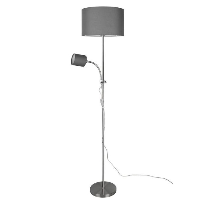 Nickel reading floor lamp modern, Edina, with switch