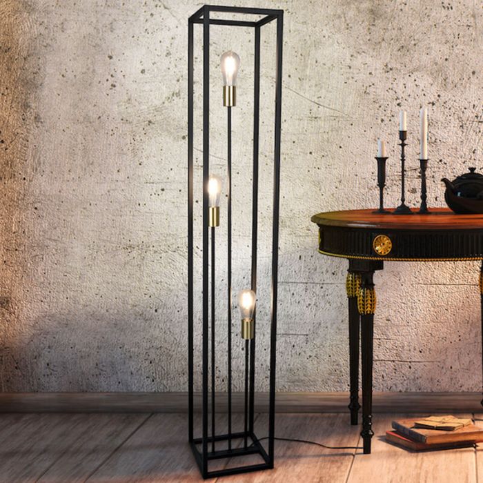 Black floor lamp modern, Fabrice, with switch