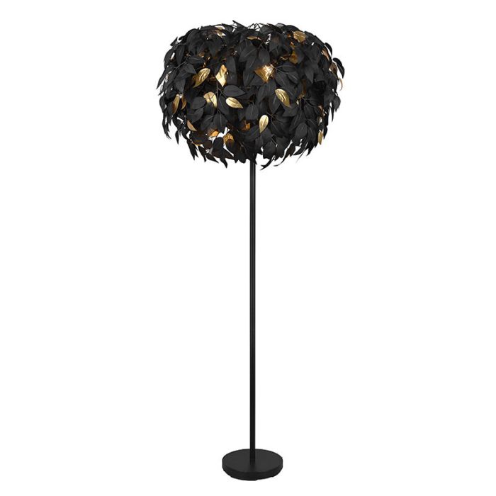 Black floor lamp retro, Urwa, with switch