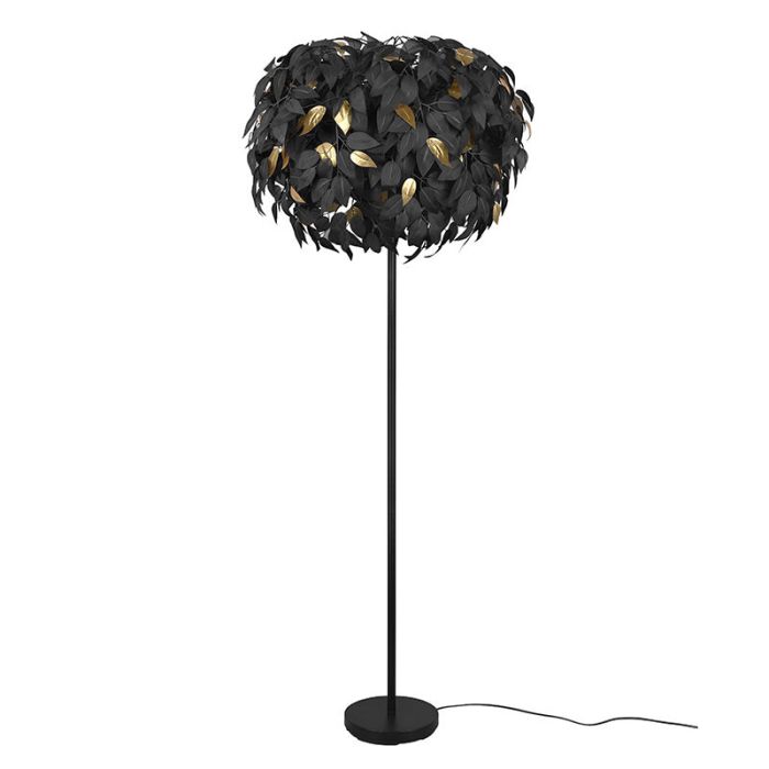 Black floor lamp retro, Urwa, with switch