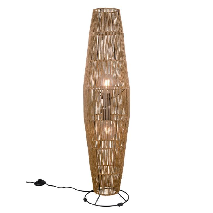 Paper floor lamp brown, Fleurtje, with switch