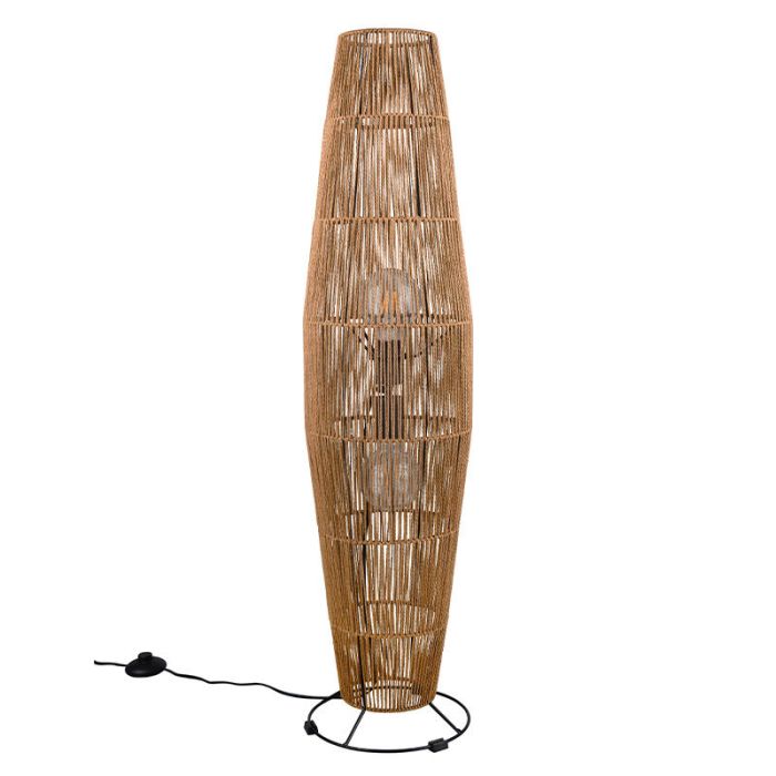 Paper floor lamp brown, Fleurtje, with switch