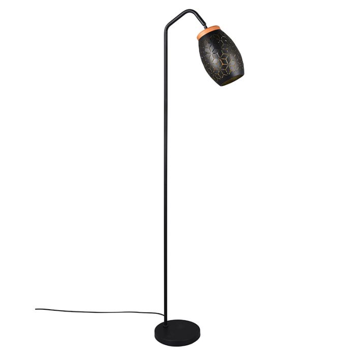 Black floor lamp modern, Delana, with switch